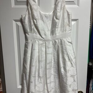Aidan Mattox White Cut Out Ruffled Tiered Dress
